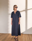 IBAE long balloon sleeves poplin dress Parisian night