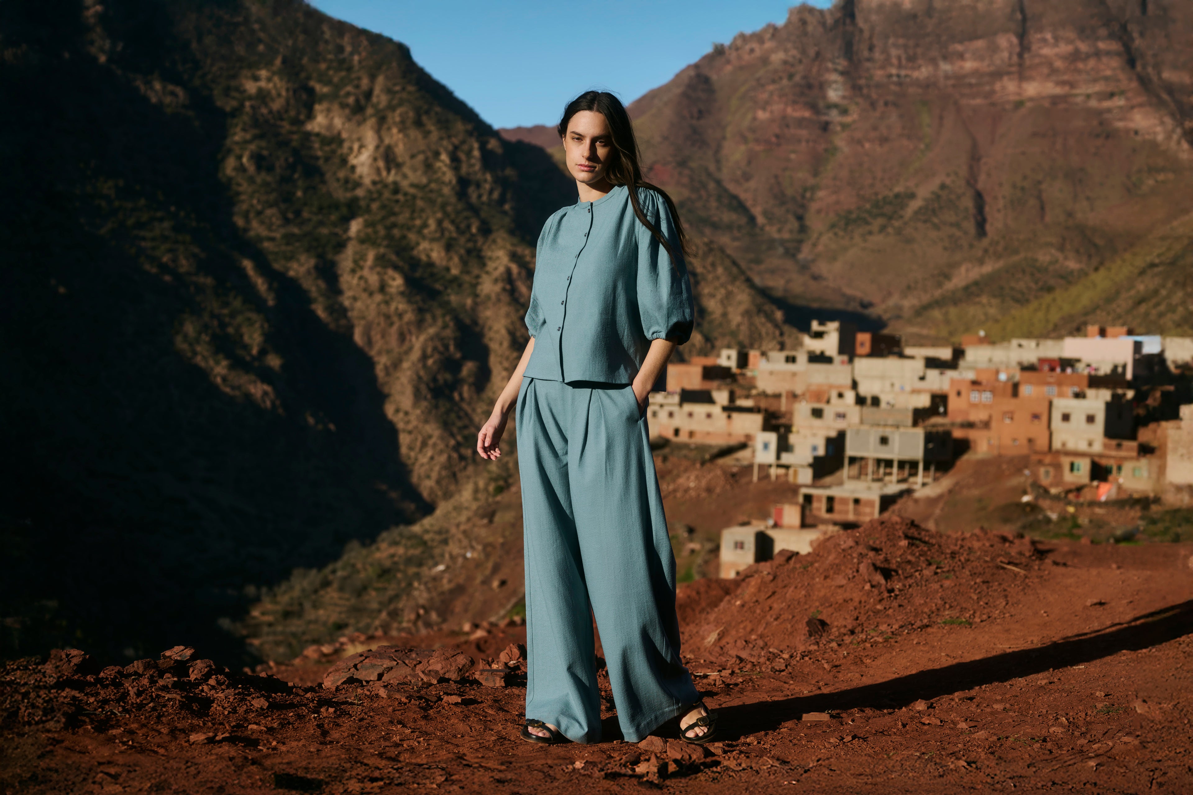 PERRY wide leg pleated pants