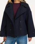 MATHO Short double breasted woolen coat night blue
