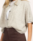 VOISE Knitted collar cape top light grey melange