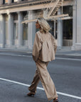 PAREE Pleated straight trousers warm sand