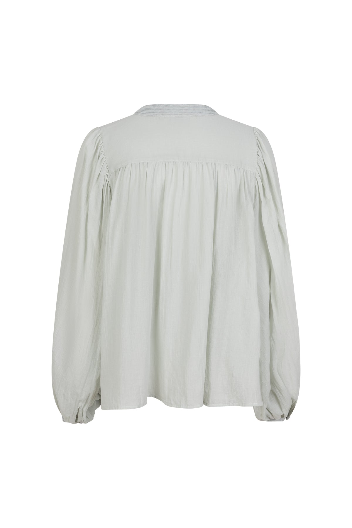 ILENE light greenlong sleevs pleated blouse