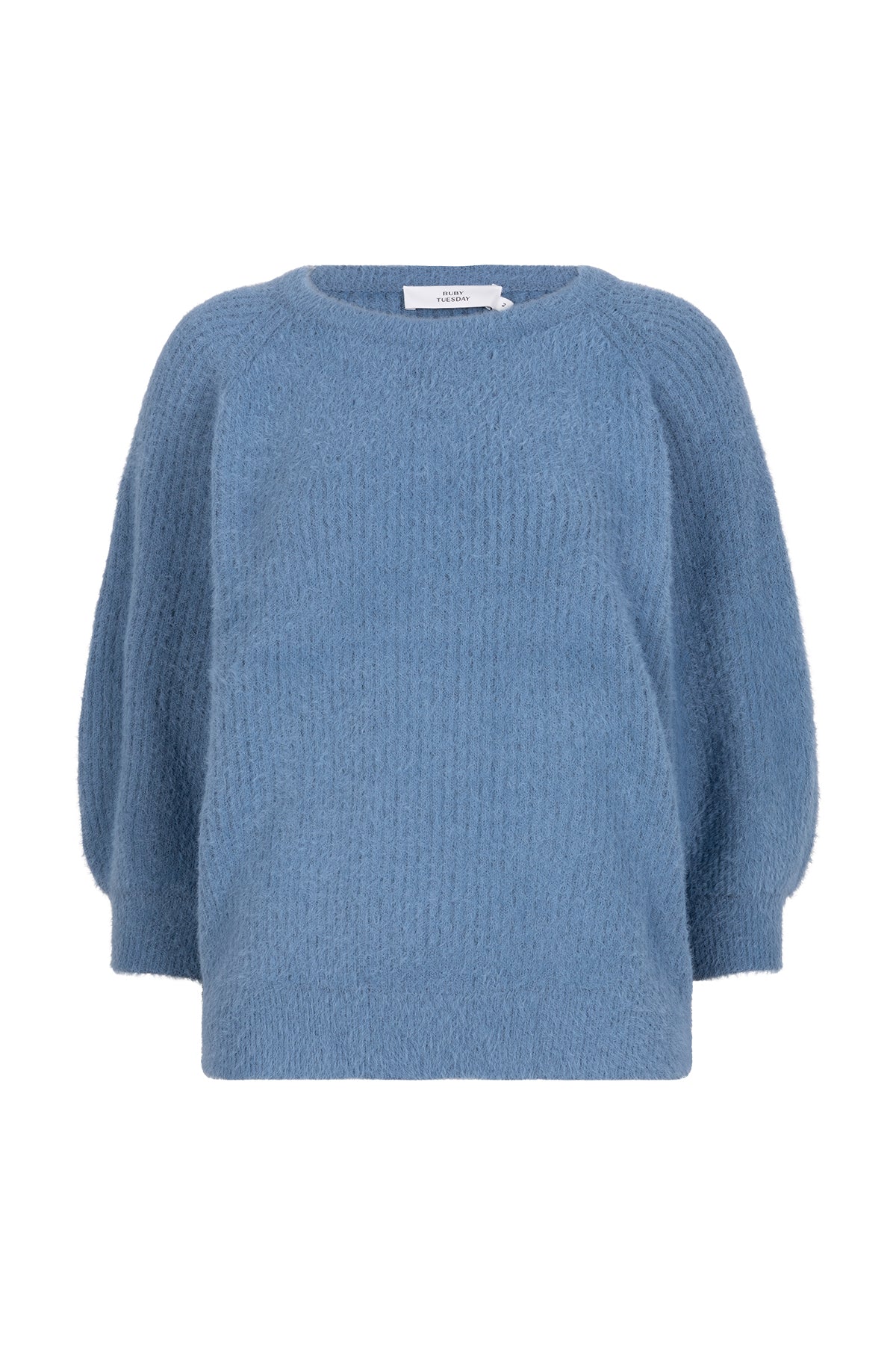 VEERE sea blue round neck knitted top