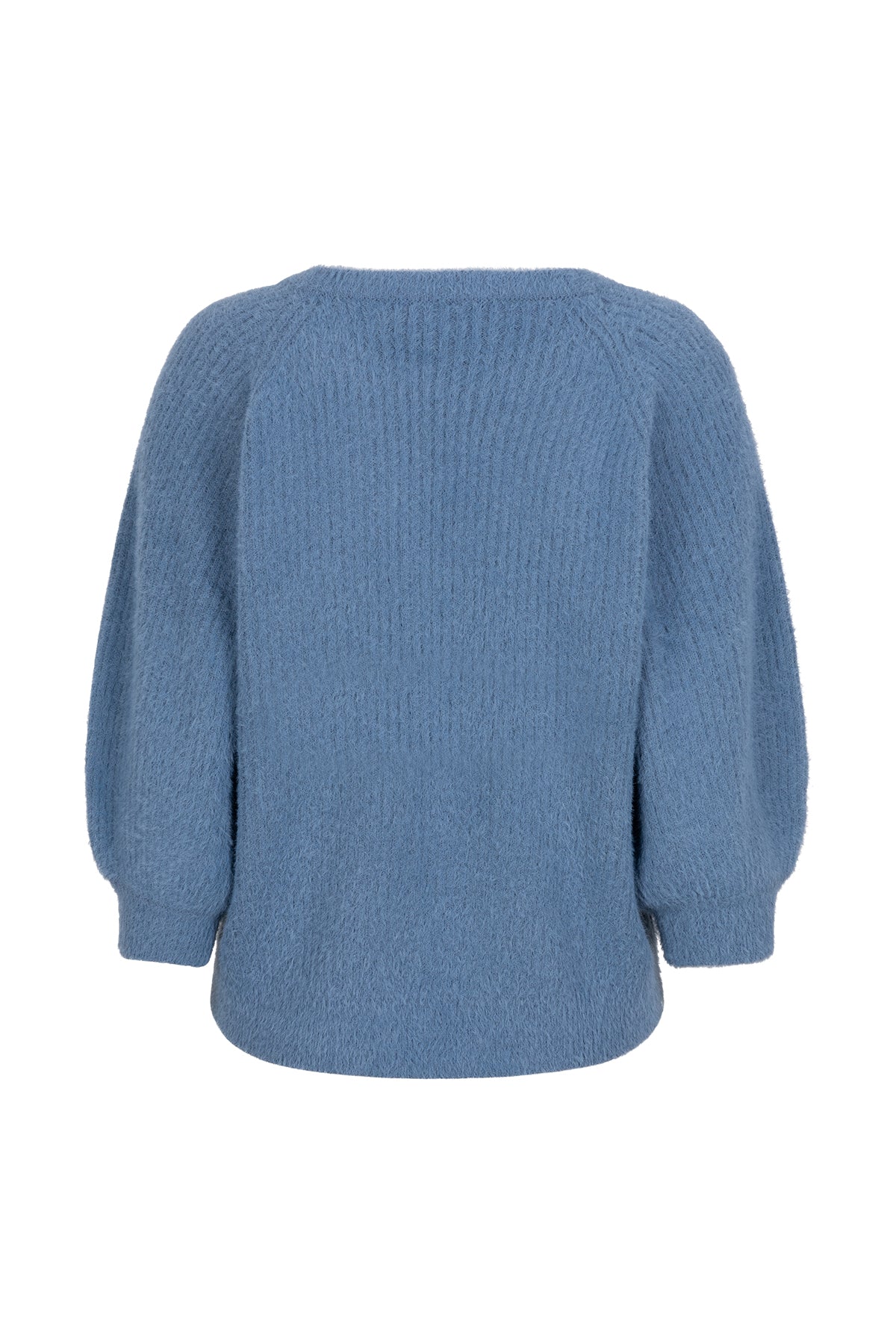 VEERE sea blue round neck knitted top