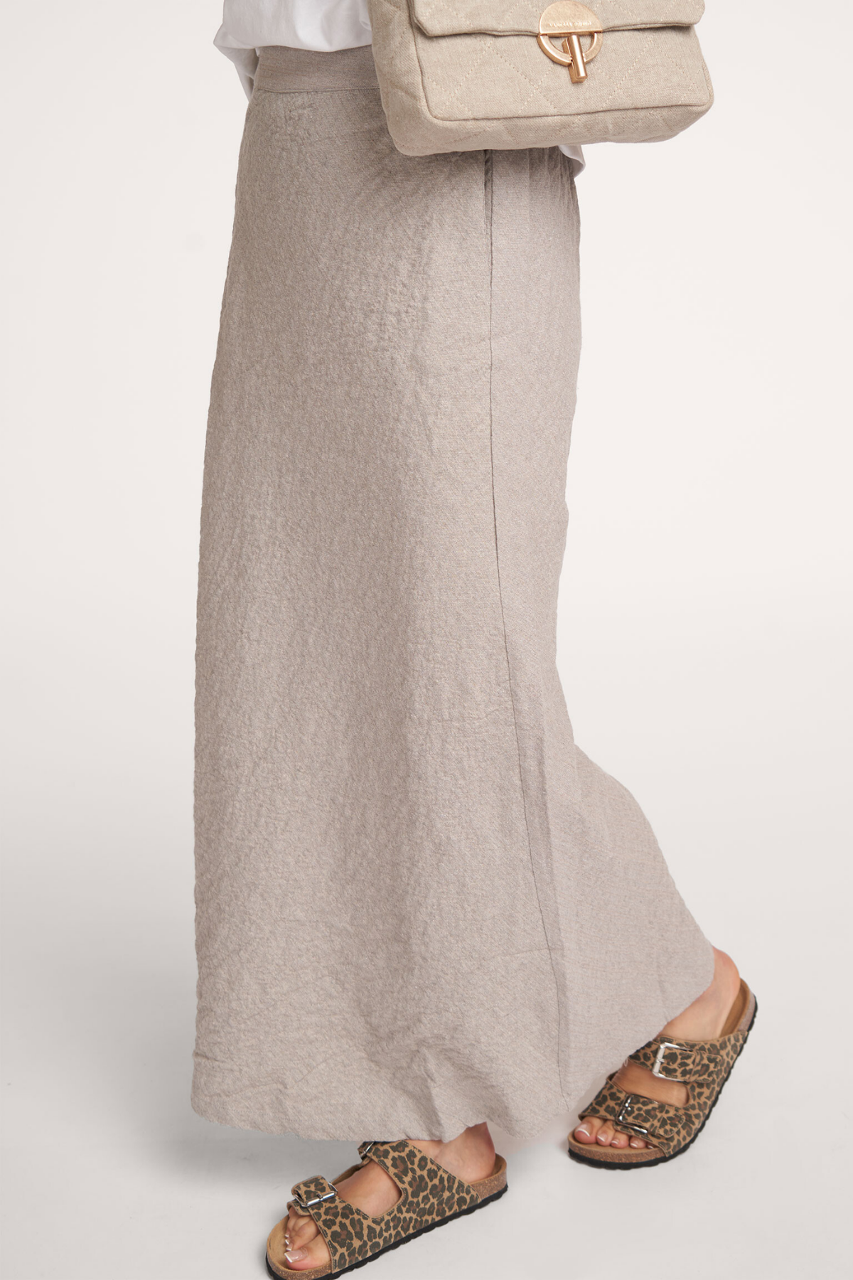 CARLEE cotton blend maxi skirt Grey Melange