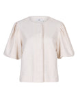 PHILIPPA half balloon sleeve structured fabric top Warm Sand