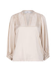 IVETT V neck smocked top Coconut Milk
