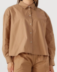 IBINE long sleeves poplin blouse coffee