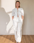 IMEAU short sleeve woven embroidery top Coconut Milk