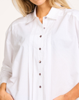 Imaani poplin plooi blouse wit