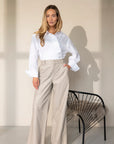 Imen dubbel manchet poplin blouse wit
