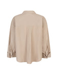 Imen dubbel manchet poplin blouse zand
