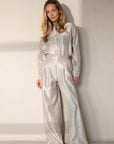 Camile parelmoer glans blouse