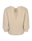 Vikka fluffy gebreide top half lange mouwen zand