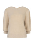 Vikka fluffy gebreide top half lange mouwen zand
