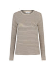 Caleb lange mouw gestreepte jersey ronde hals top