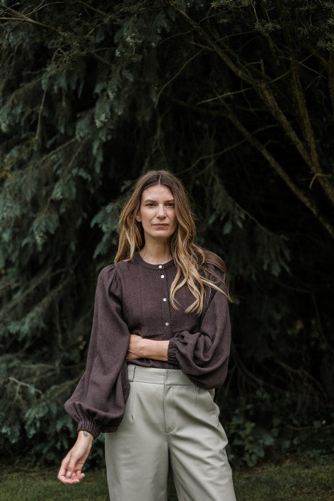 Ide long pleated blouse