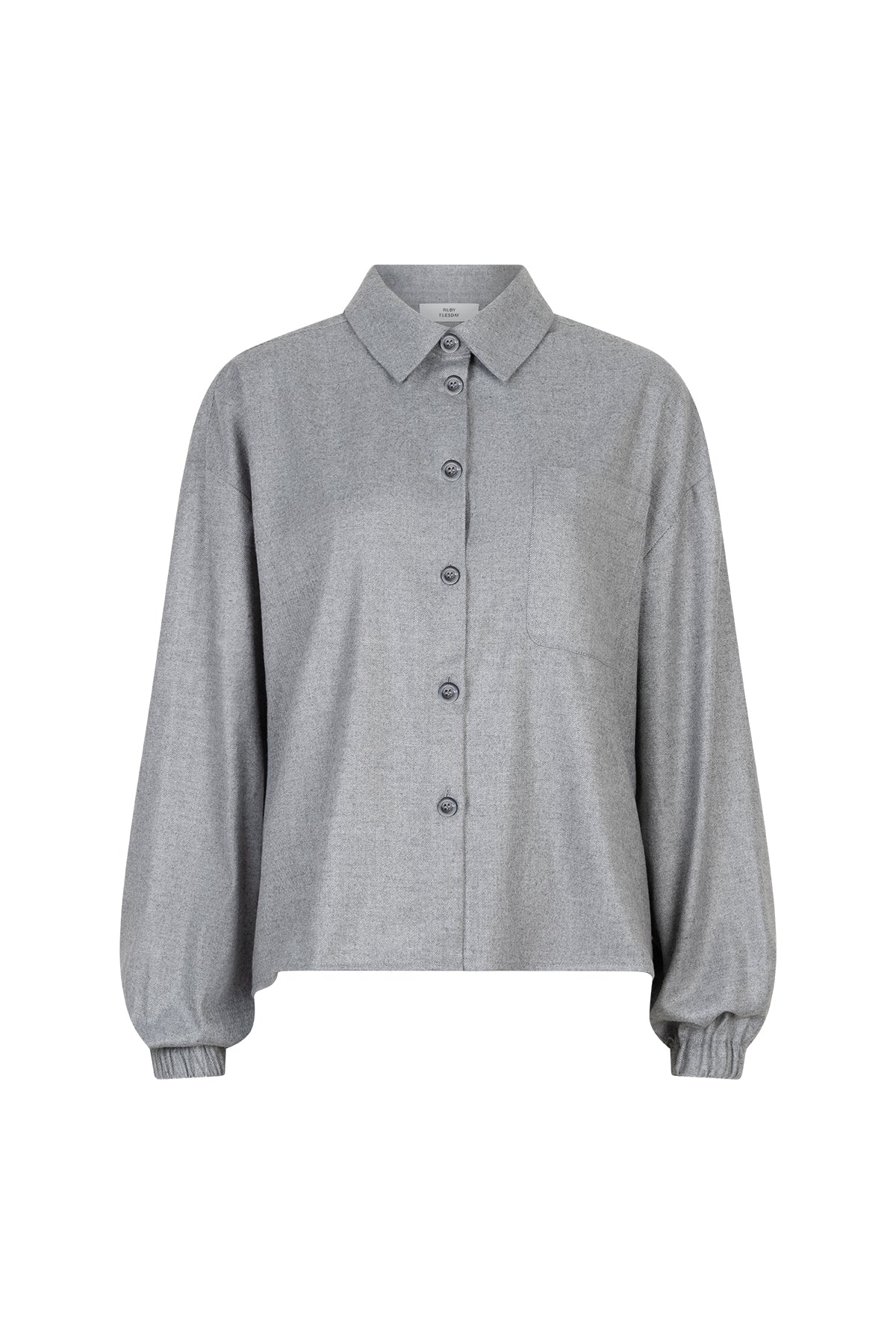 Perrine cropped shirt Grey Melange with elastic cuffs