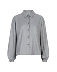 Perrine cropped shirt Grey Melange with elastic cuffs