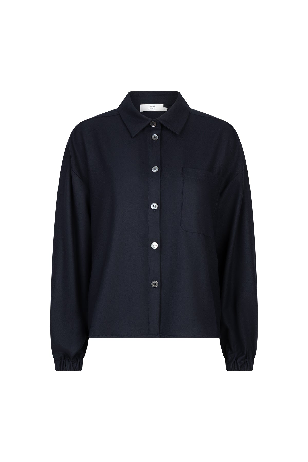Perrine cropped shirt Night Blue with elastic cuffs