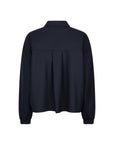 Perrine cropped shirt Night Blue with elastic cuffs