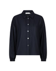 Perrine cropped shirt Night Blue with elastic cuffs