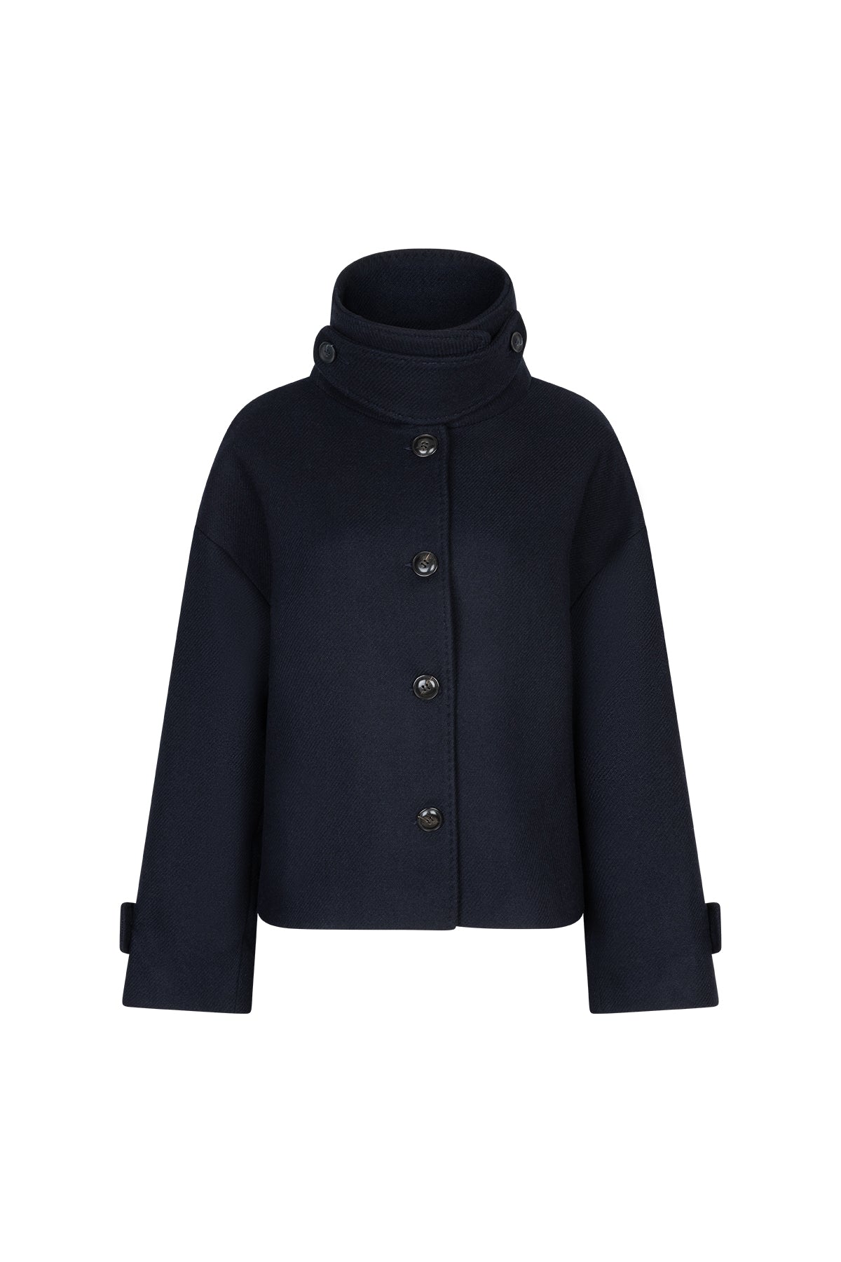 Mari short boxy woolen jacket Night Blue with collar