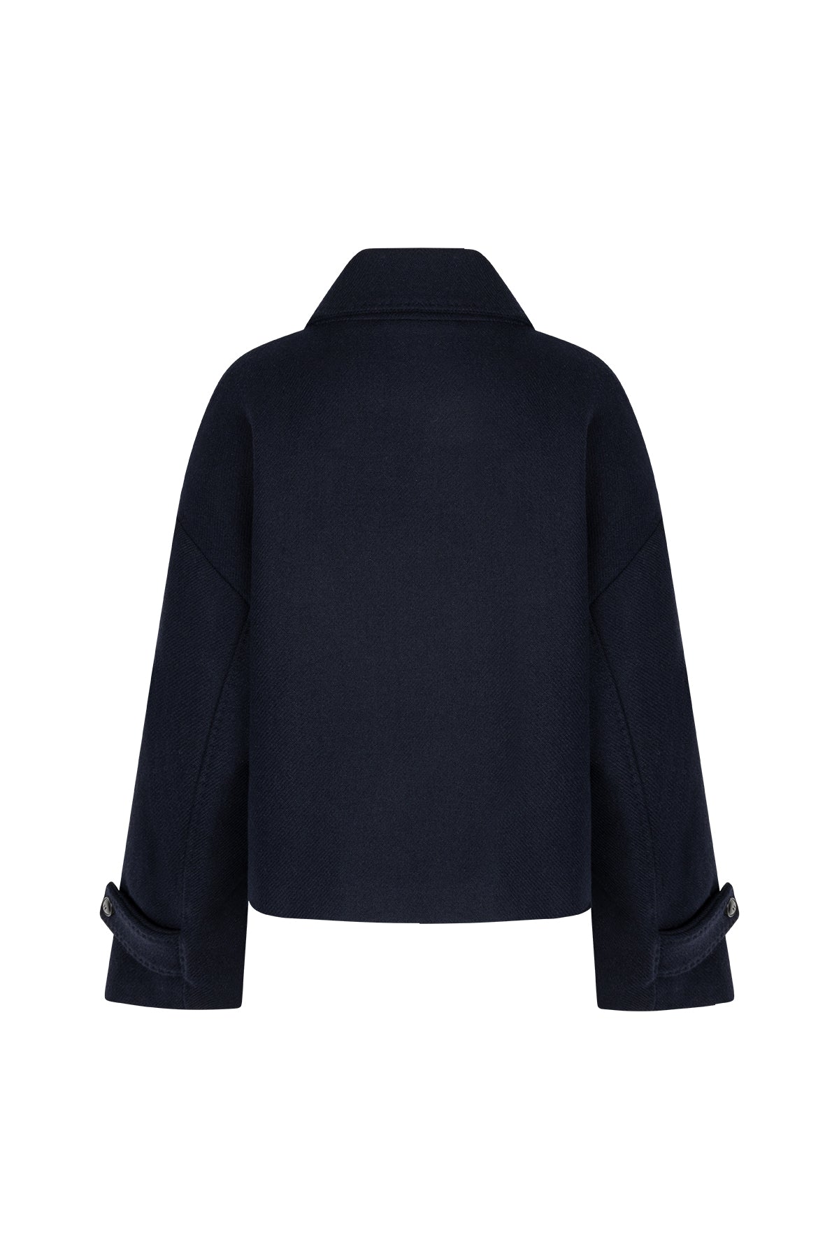 Mari short boxy woolen jacket Night Blue with collar