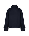 Mari short boxy woolen jacket Night Blue with collar