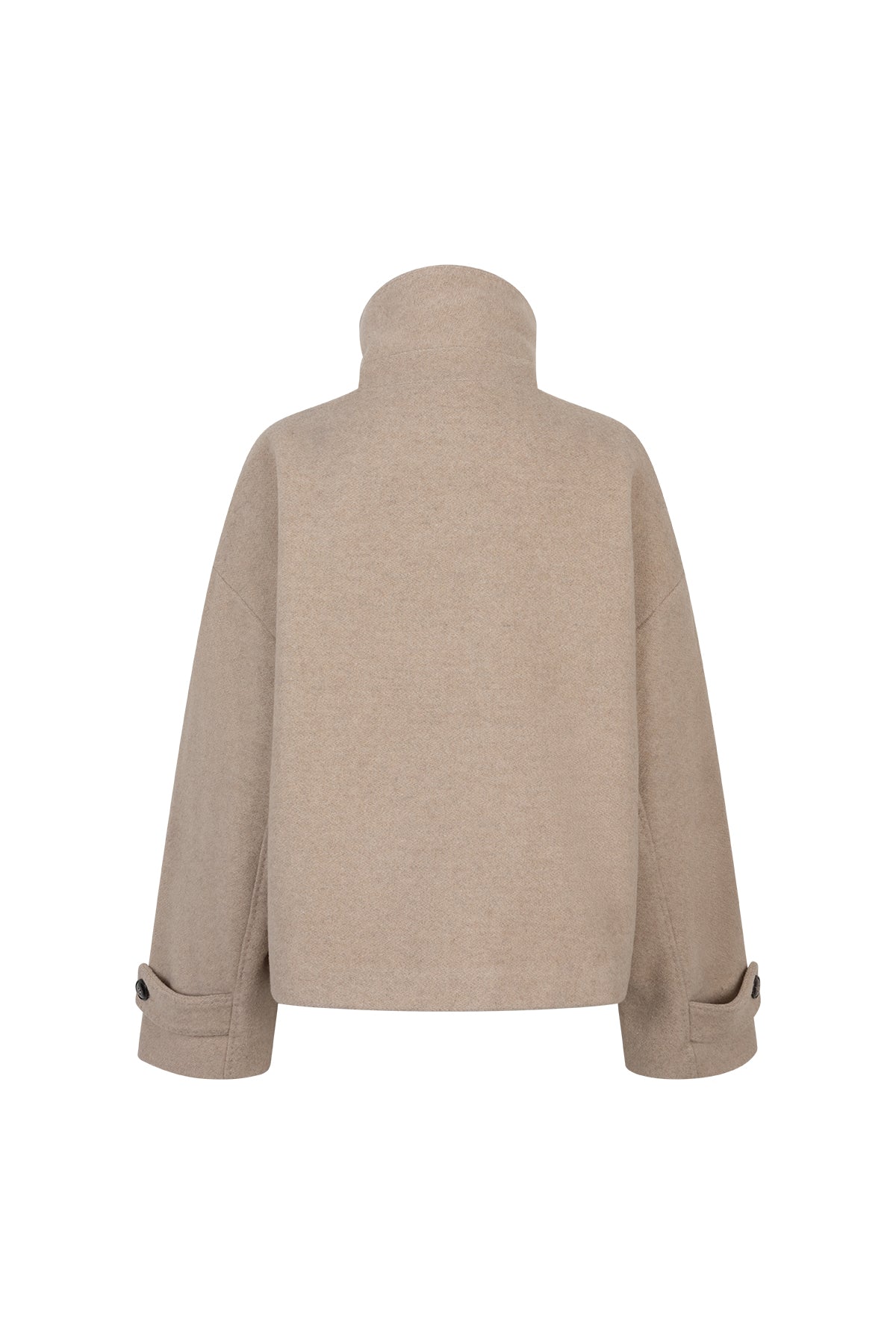 Mari short boxy woolen jacket Taupe with collar