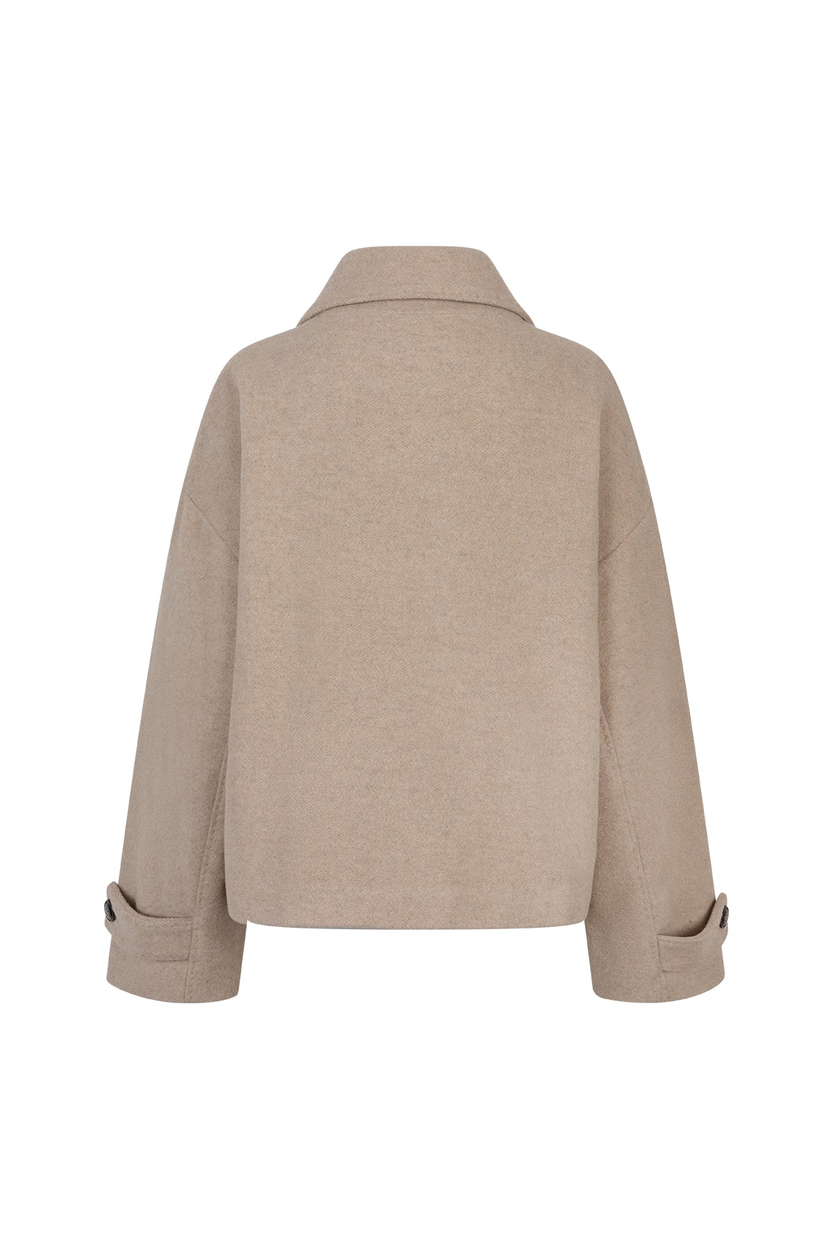 Mari short boxy woolen jacket Taupe with collar