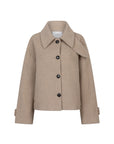 Mari short boxy woolen jacket Taupe with collar