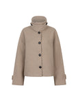 Mari short boxy woolen jacket Taupe with collar