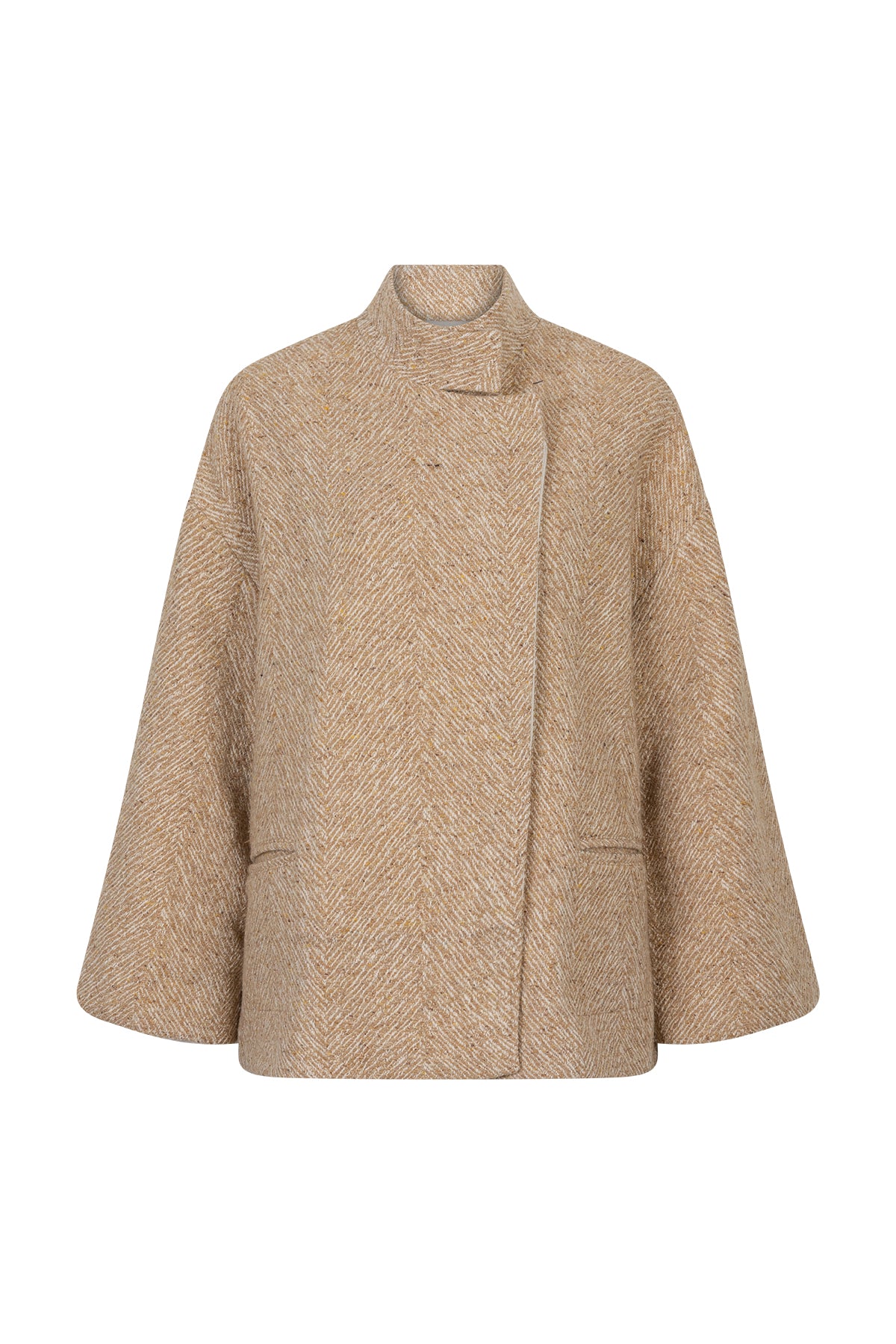 Mille lined woolen kimono jacket w collar