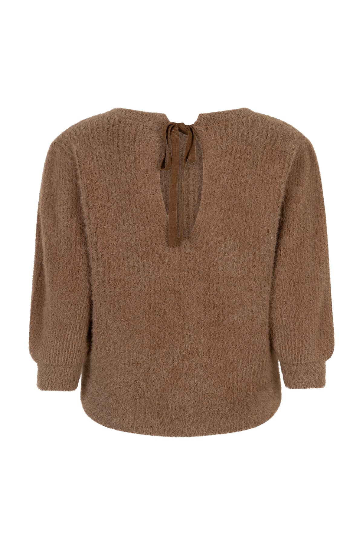 Vikka half sleeves fluffy knitted top Mocca