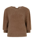 Vikka half sleeves fluffy knitted top Mocca