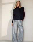 Perce pleated wide leg pants Grey Melange