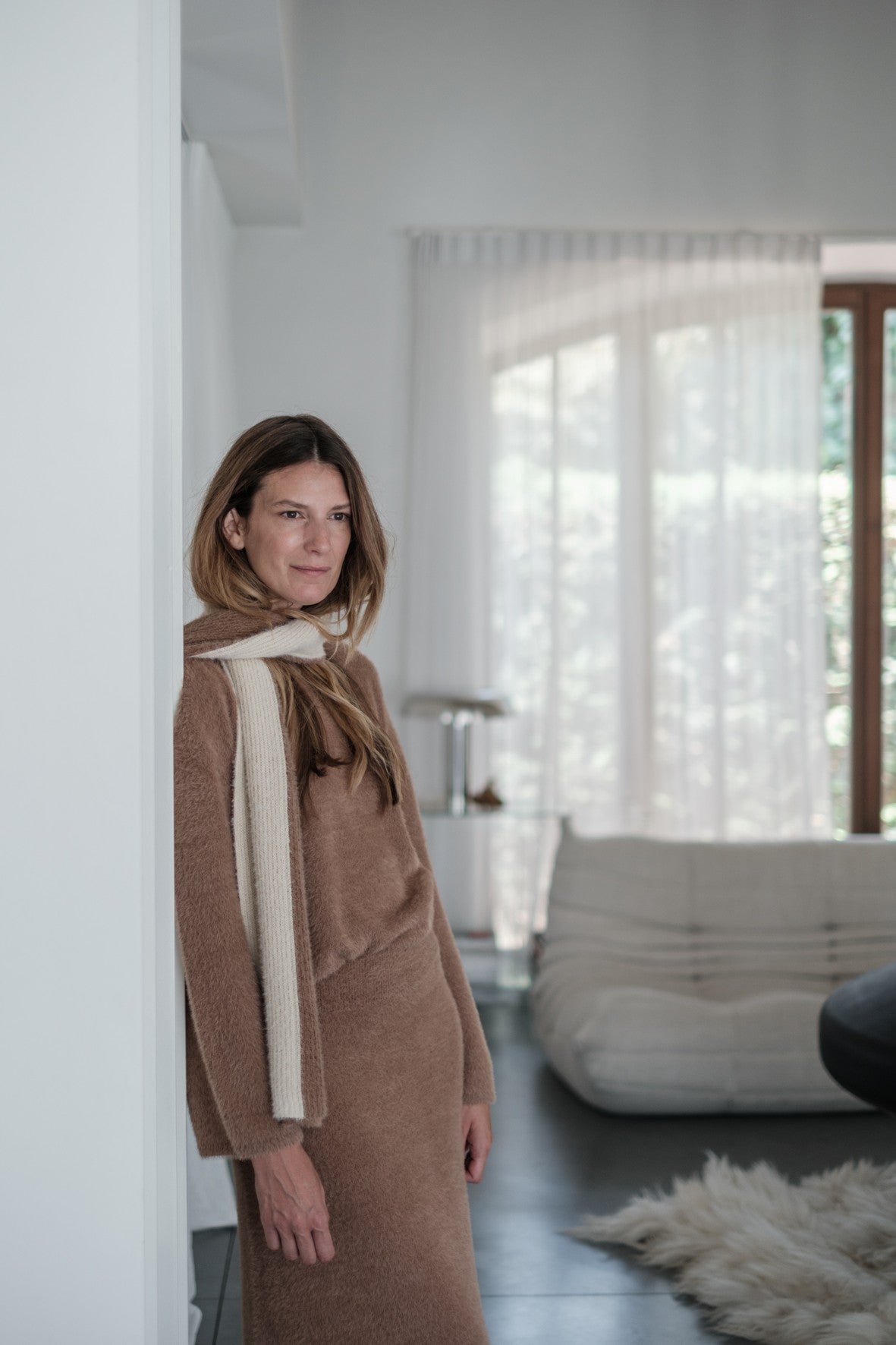 Vilette fluffy knitted maxi skirt mocca