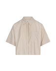 CLODIA Half sleeves shirt Camel stripe