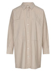 CINNEZ Shirt dress patched pockets Camel stripe