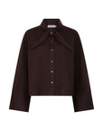 KARMEL Poplin shirt with bow collar chocolat