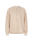 KHAREE Wool viscose long sleeve shirt cloud dancer