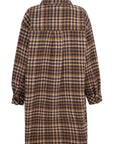 CISON Long woolen check overshirt brown check