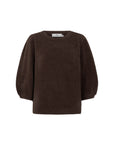 VIVANN Short balloon sleeve fluffy knitted top mud