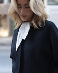 PILLI Blind placket top with collar night blue