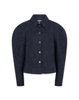 CIRISS Fitted balloon sleeve blouse denim blue
