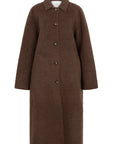 CIBERE Woolen silk long coat chocolat