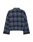CIDORE Woolen check bomber jacket blue check