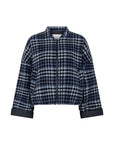 CIDORE Woolen check bomber jacket blue check