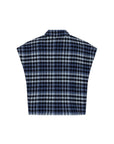 CISONNE Woolen check gilet blue check